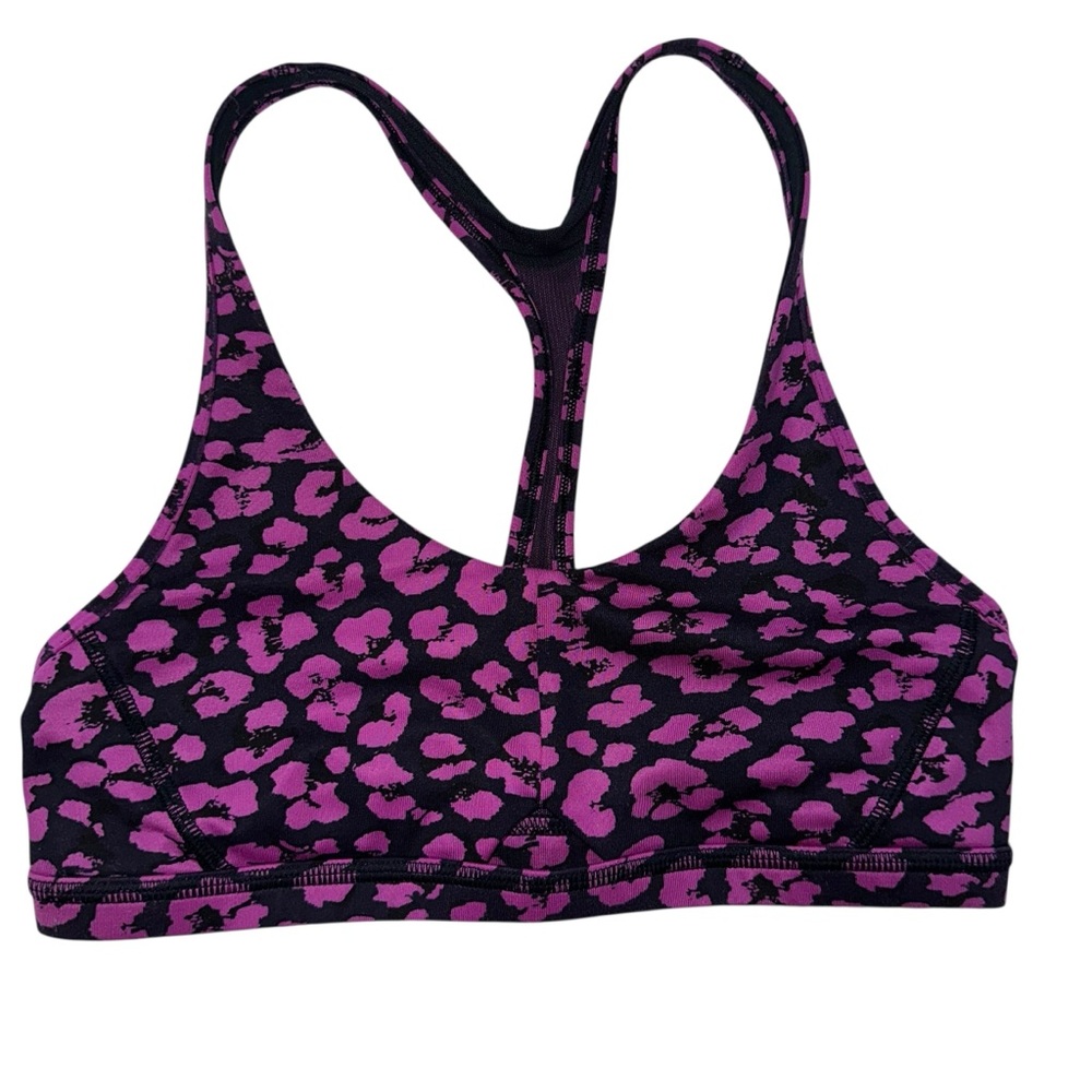 Lululemon Barre None Sports Bra in the Cherry Cheetah print Sz 6